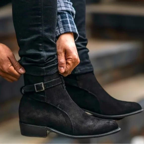 THE RAIL Black Weather Safe Leather Suede Ankle Boots Mens Size 10US/43EU