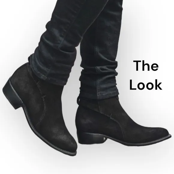 THE RAIL Black Weather Safe Leather Suede Ankle Boots Mens Size 10US/43EU