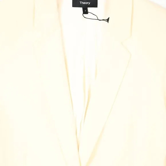 Theory Single-Breasted Blazer in Cream Wool