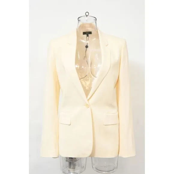 Theory Single-Breasted Blazer in Cream Wool