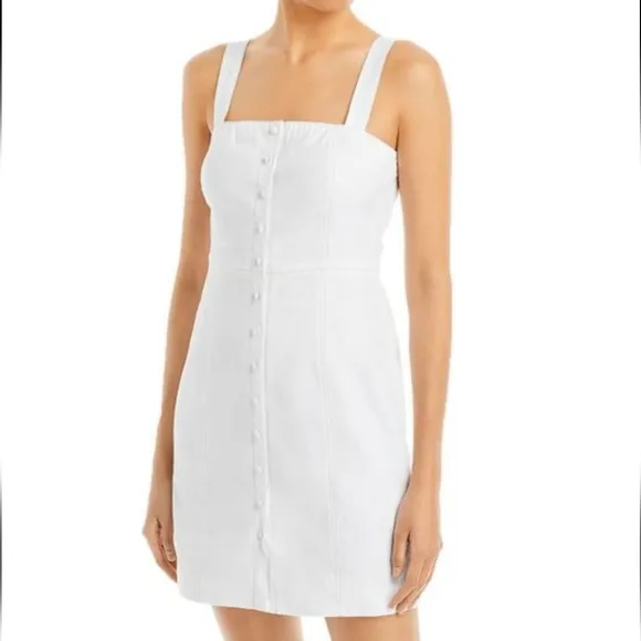 Theory Women's White Kayleigh Linen Blend Sleeveless Mini Shirtdress size 12