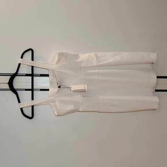 Theory Women's White Kayleigh Linen Blend Sleeveless Mini Shirtdress size 12