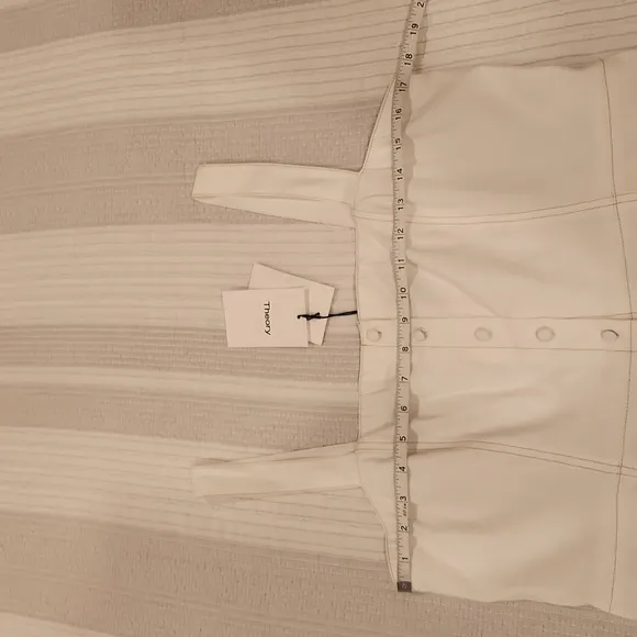 Theory Women's White Kayleigh Linen Blend Sleeveless Mini Shirtdress size 12