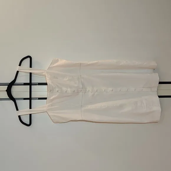 Theory Women's White Kayleigh Linen Blend Sleeveless Mini Shirtdress size 12