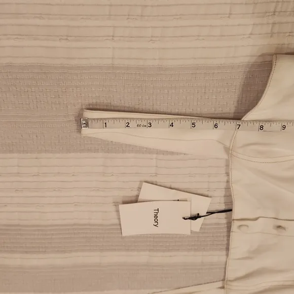 Theory Women's White Kayleigh Linen Blend Sleeveless Mini Shirtdress size 12
