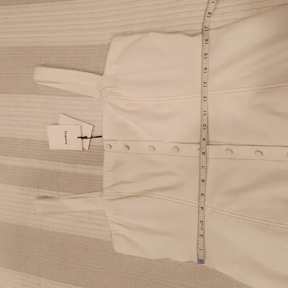 Theory Women's White Kayleigh Linen Blend Sleeveless Mini Shirtdress size 12