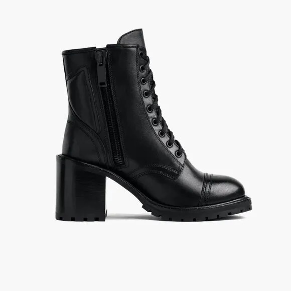 Thursday Boot Co. women's 10.5 Rebel High-Heel Zip-Up boots black leather