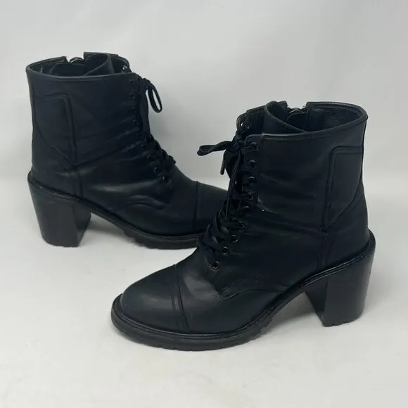 Thursday Boot Co. women's 10.5 Rebel High-Heel Zip-Up boots black leather