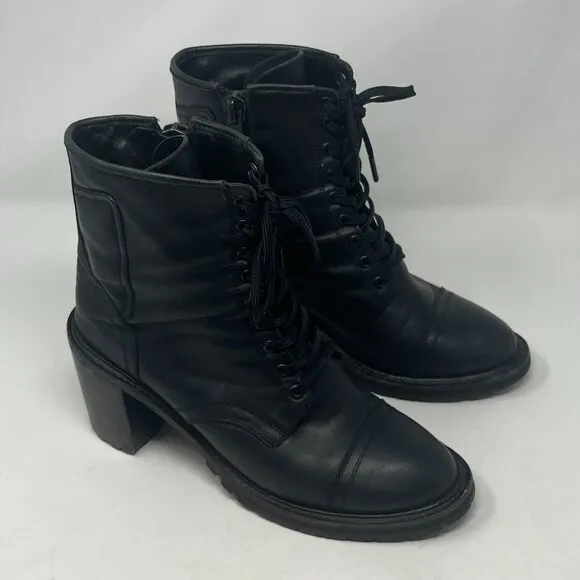 Thursday Boot Co. women's 10.5 Rebel High-Heel Zip-Up boots black leather