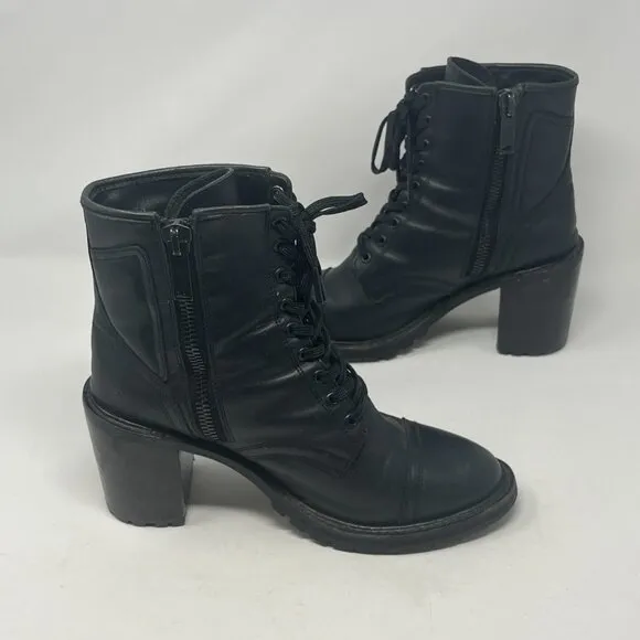 Thursday Boot Co. women's 10.5 Rebel High-Heel Zip-Up boots black leather