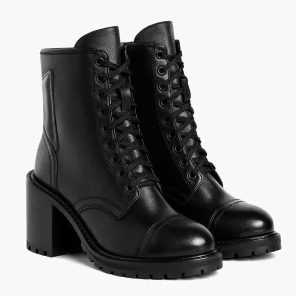 Thursday Boot Co. women's 10.5 Rebel High-Heel Zip-Up boots black leather