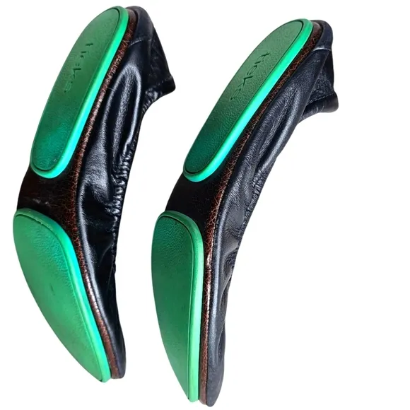 Tieks by Gavrieli Black Leather Ballet Flats Slip-on Travel Casual Travel Wmn 8