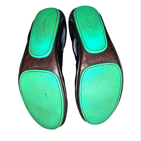Tieks by Gavrieli Black Leather Ballet Flats Slip-on Travel Casual Travel Wmn 8
