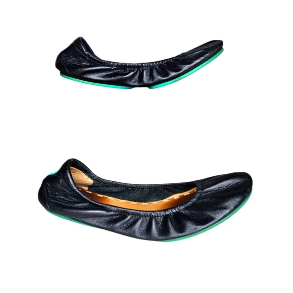 Tieks by Gavrieli Black Leather Ballet Flats Slip-on Travel Casual Travel Wmn 8