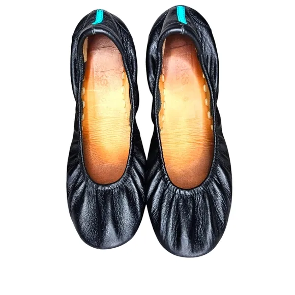 Tieks by Gavrieli Black Leather Ballet Flats Slip-on Travel Casual Travel Wmn 8
