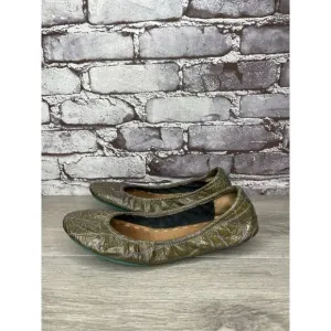 Tieks Green Grey Leather Croc Patent Leather Ballet Flats Shoes Women 7M US/37.5