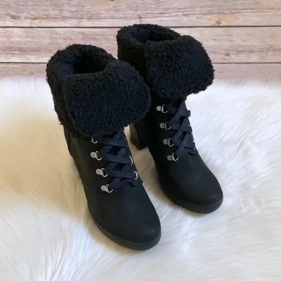 Timberland Black Camdale Fleece Fold Down Boots