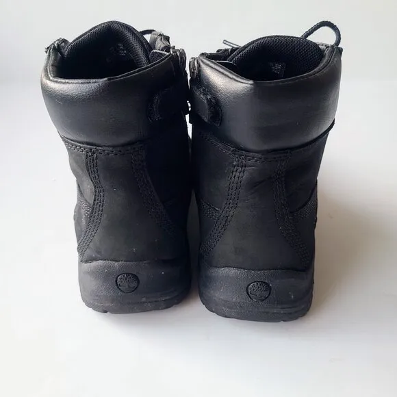 Timberland Black Leather Lace Up Combat Boots Boy's Size 5.5