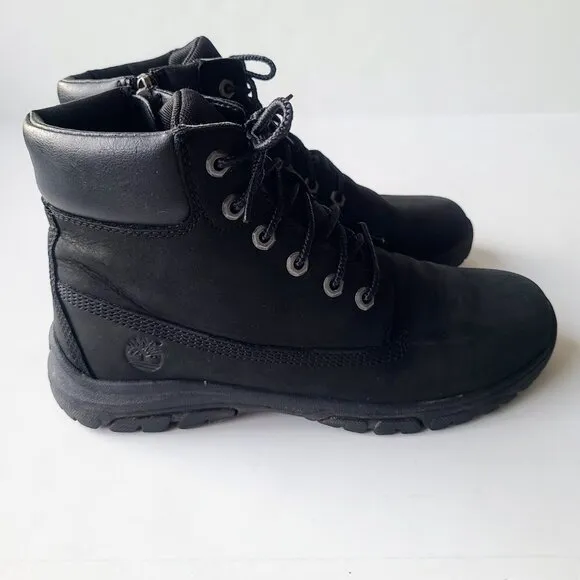 Timberland Black Leather Lace Up Combat Boots Boy's Size 5.5