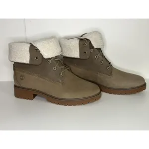 Timberland,  Jayne WP Teddy Fleece Fold Down Boots, Light Brown Nubuck, Size 8.5