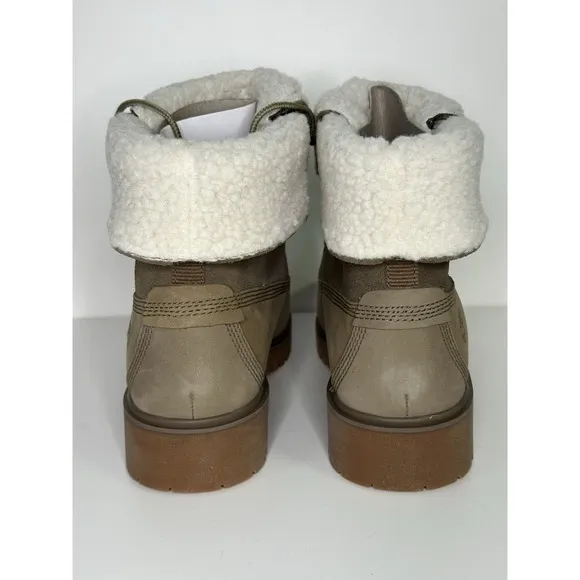 Timberland,  Jayne WP Teddy Fleece Fold Down Boots, Light Brown Nubuck, Size 8.5