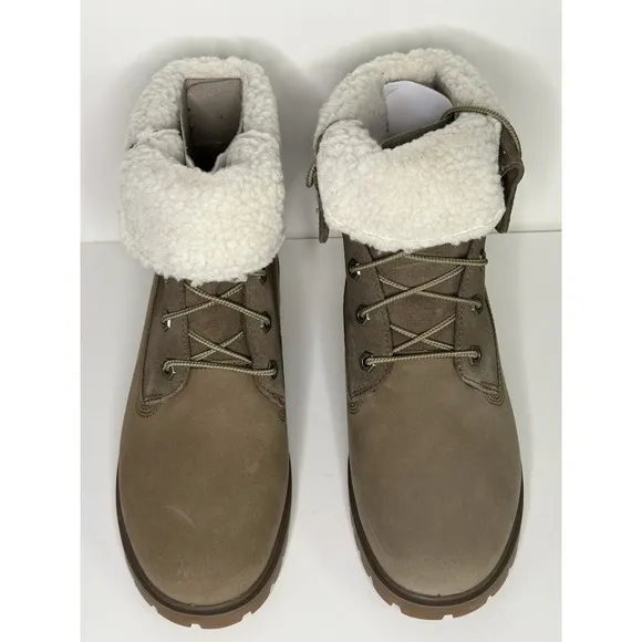 Timberland,  Jayne WP Teddy Fleece Fold Down Boots, Light Brown Nubuck, Size 8.5