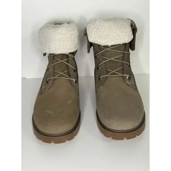 Timberland,  Jayne WP Teddy Fleece Fold Down Boots, Light Brown Nubuck, Size 8.5