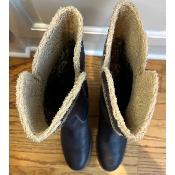 Timberland Shoreham Grey Leather Tall Boots with Fleece Upper Lining Size 7.5