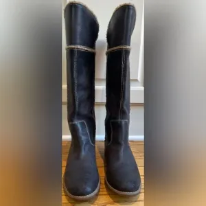 Timberland Shoreham Grey Leather Tall Boots with Fleece Upper Lining Size 7.5