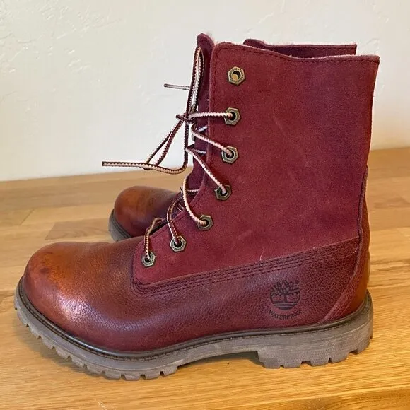 Timberland Teddy Fleece Burgundy Women's Leather Boots