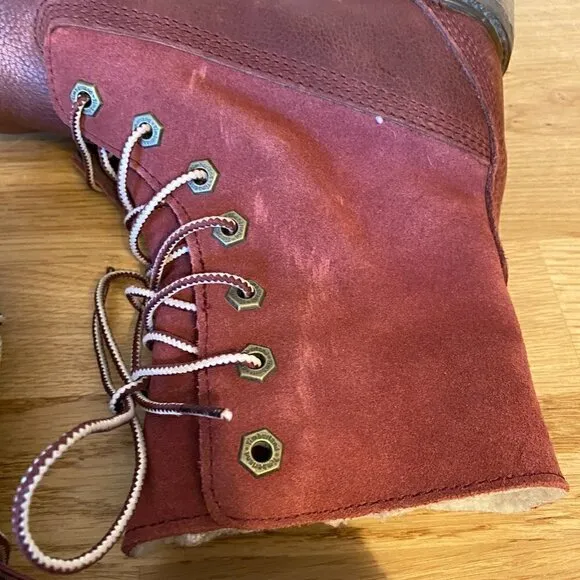 Timberland Teddy Fleece Burgundy Women's Leather Boots