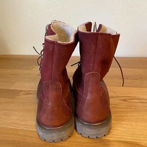Timberland Teddy Fleece Burgundy Women's Leather Boots