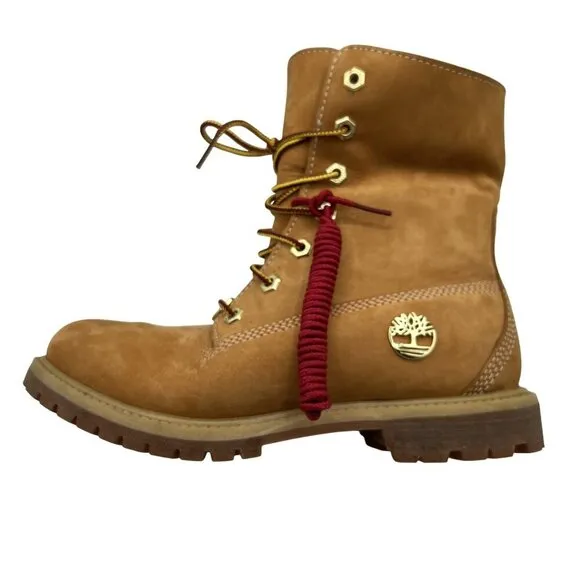 Timberland Womens 6.5W Teddy Fleece Fold-Down Wheat Waterproof Leather Boots