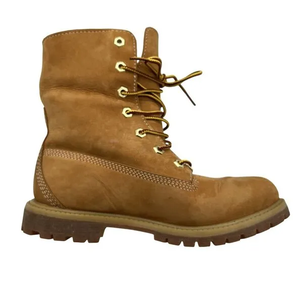 Timberland Womens 6.5W Teddy Fleece Fold-Down Wheat Waterproof Leather Boots