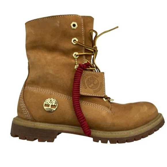 Timberland Womens 6.5W Teddy Fleece Fold-Down Wheat Waterproof Leather Boots