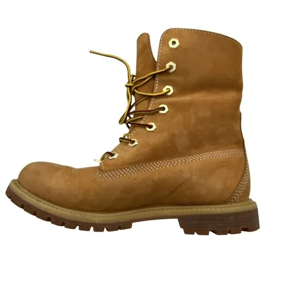 Timberland Womens 6.5W Teddy Fleece Fold-Down Wheat Waterproof Leather Boots