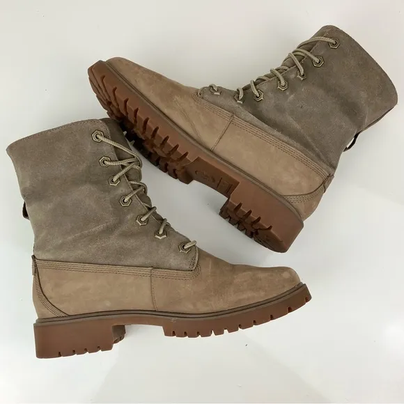 Timberland Women’s Jayne Teddy Fleece Fold Down Brown 2 Tone Boots Size 6.5
