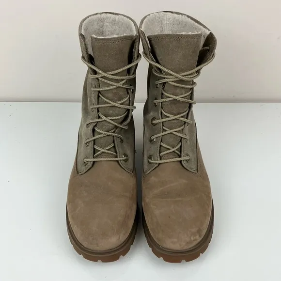 Timberland Women’s Jayne Teddy Fleece Fold Down Brown 2 Tone Boots Size 6.5