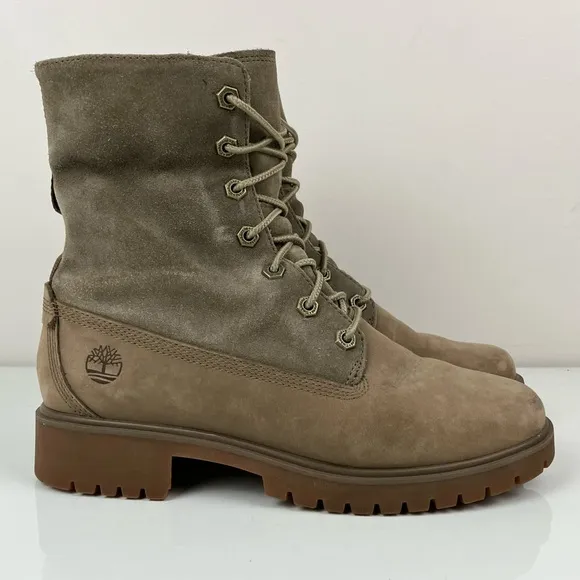 Timberland Women’s Jayne Teddy Fleece Fold Down Brown 2 Tone Boots Size 6.5