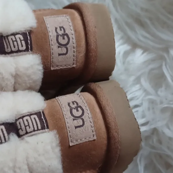 Toddler UGG Sheepskin Boots with Cream and Brown Accents