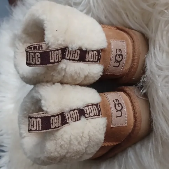 Toddler UGG Sheepskin Boots with Cream and Brown Accents