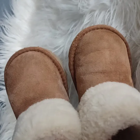 Toddler UGG Sheepskin Boots with Cream and Brown Accents
