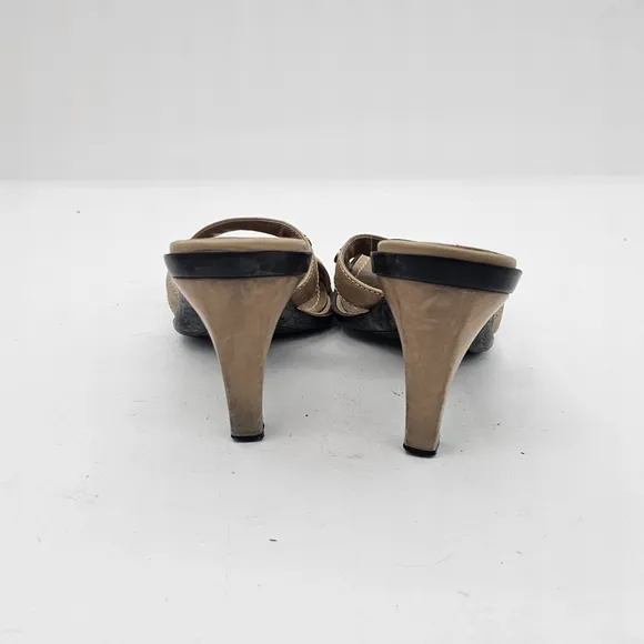 Tod's Beige Leather Heeled Sandals Size 6 Cross strap