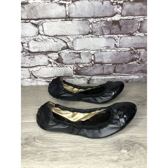 Tod's Black Leather Cap Toe Buckle Ballerina Ballet Flats Women's Sz 10M US/41EU