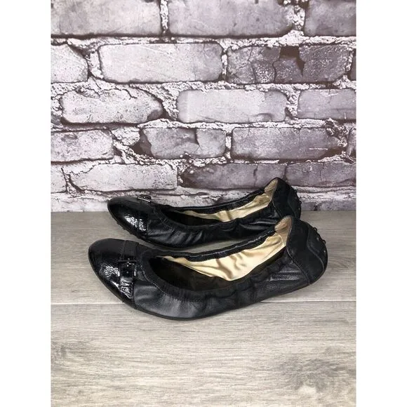 Tod's Black Leather Cap Toe Buckle Ballerina Ballet Flats Women's Sz 10M US/41EU