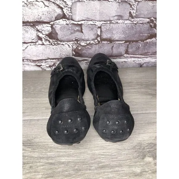 Tod's Black Leather Cap Toe Buckle Ballerina Ballet Flats Women's Sz 10M US/41EU