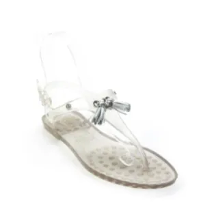 Tods Clear Jelly Tassel Thong Flat Sandals 35 5