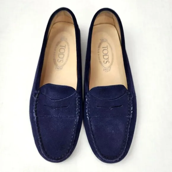 Tod's Gommino Driving Moc Womens EU 38/US 8 Dark Royal Blue Suede Loafer Italy