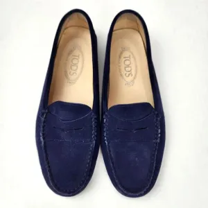 Tod's Gommino Driving Moc Womens EU 38/US 8 Dark Royal Blue Suede Loafer Italy