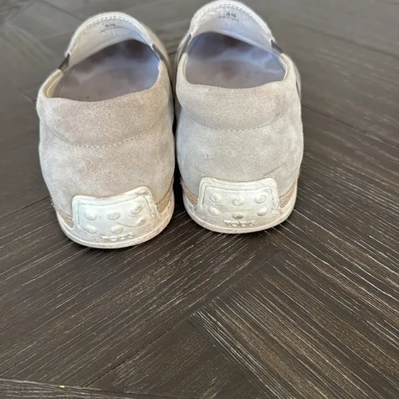 Tod's suede shoes, driver, tan, neutral, cream, spring, casual, slip on, luxury